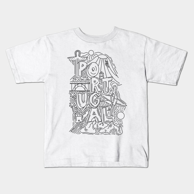 Portugal Doodle Style Kids T-Shirt by JDP Designs